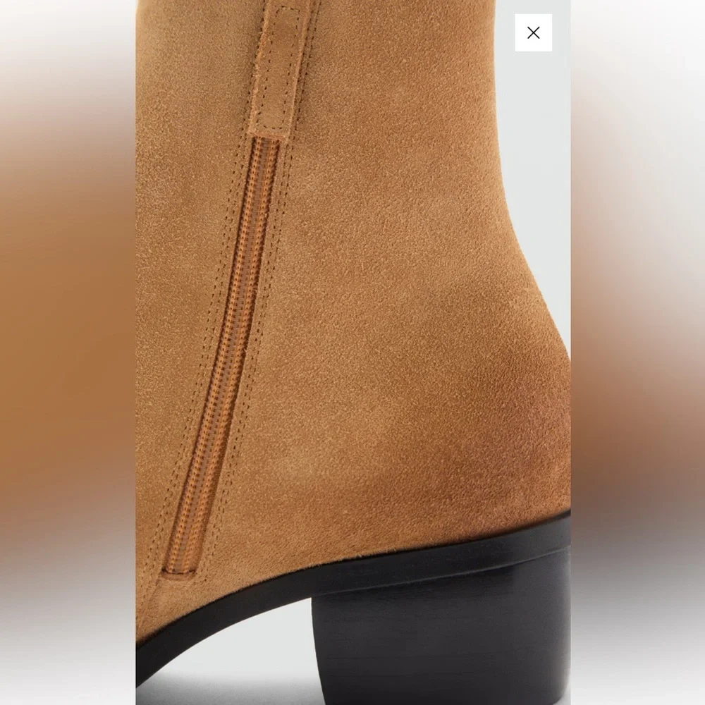 NWT MNG Metallic Pointed Toe Western Leather Ankle Boots (Size EU 36. US 6)